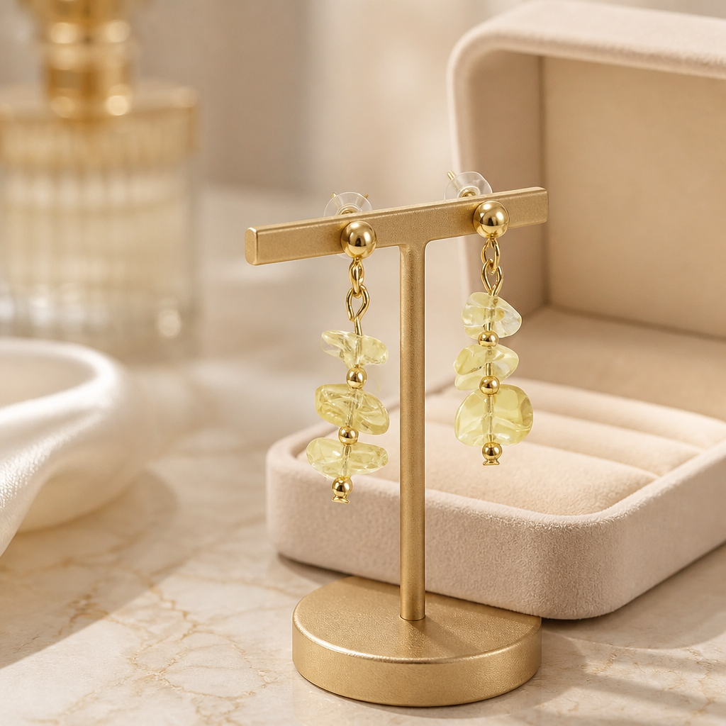 "Pick Me" Earrings - Citrine - Gold Studs