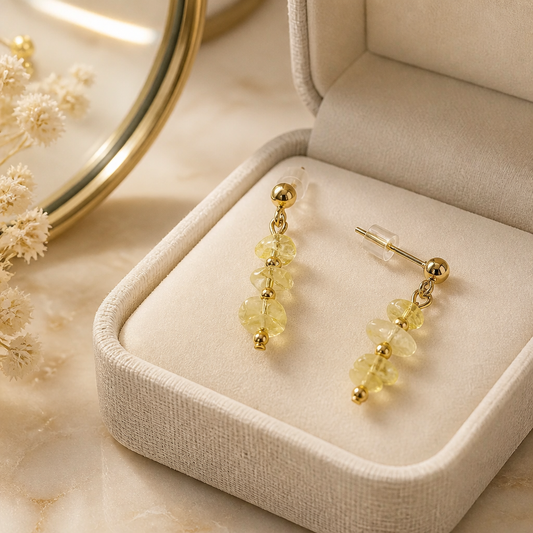 "Pick Me" Earrings - Citrine - Gold Studs