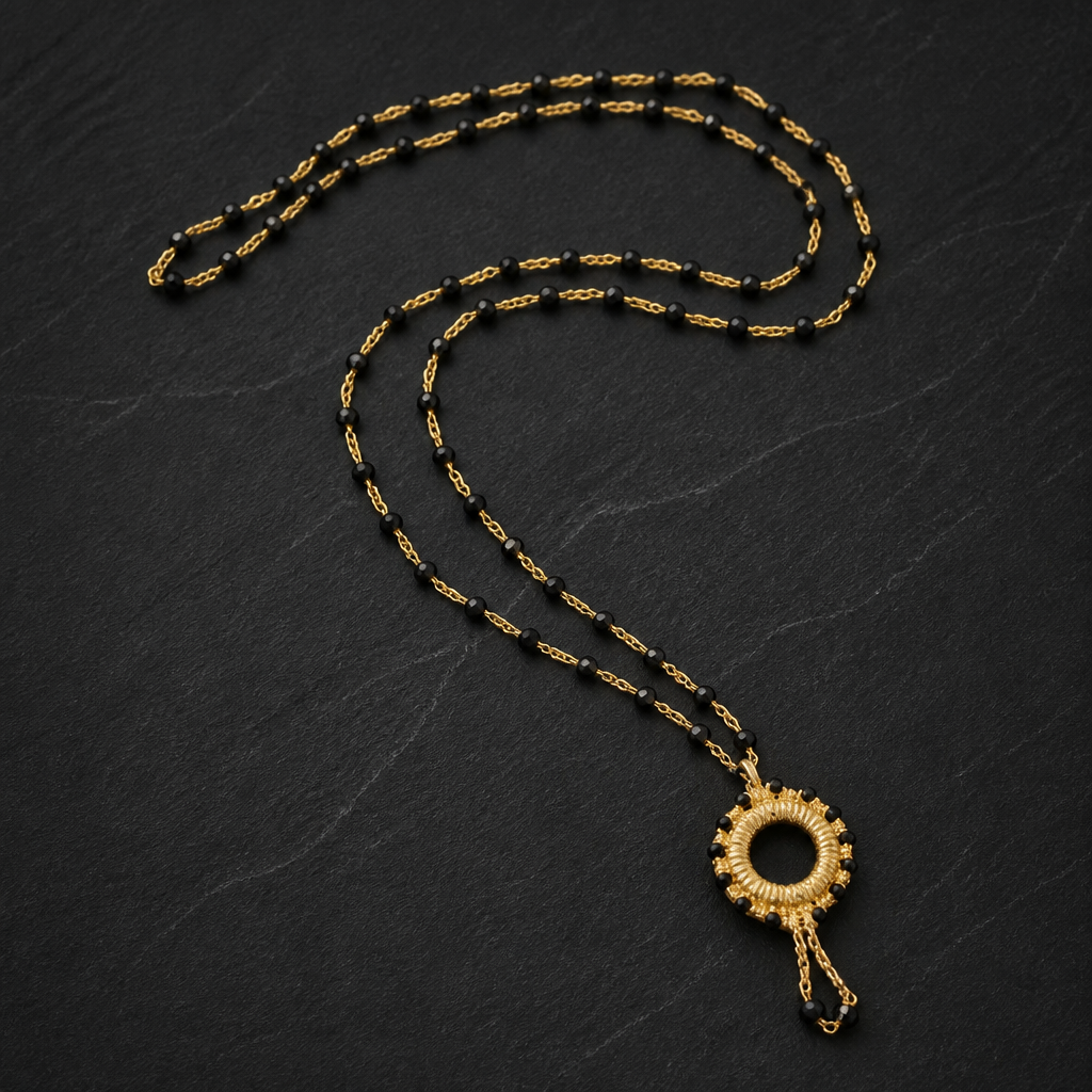 "SOGNO D'ORO"- NECKLACE - GOLD WITH BLACK CRYSTALS