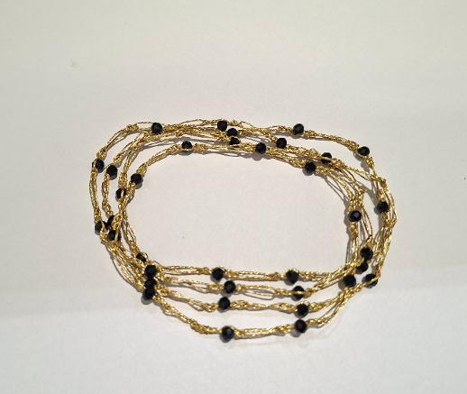 "SALOME" –  Closed Necklace – GOLDEN WITH BLACK CRYSTALS