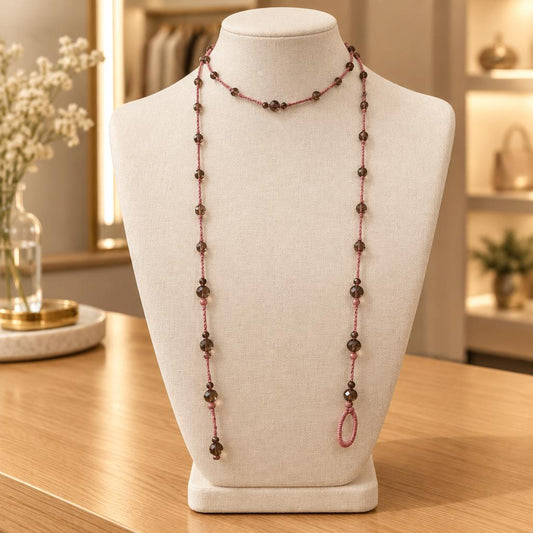 "Autumn Delights" – Necklace – Rose-bronze with brown crystals