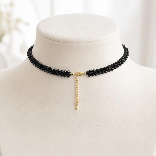 "SOGNO D'ORO" – Choker –Black choker with black crystals