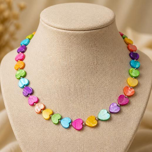 "SUMMER VIBE" Necklace – Sylver with multicolored hearts