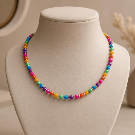 "SUMMER VIBE" – Necklace – Silver with multicolored beads