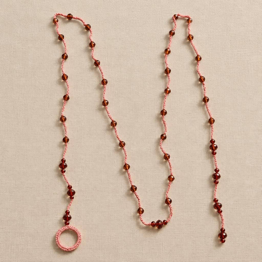 "Autumn Delights" – Necklace – Rose-bronze with brown crystals